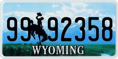 WY license plate 9992358