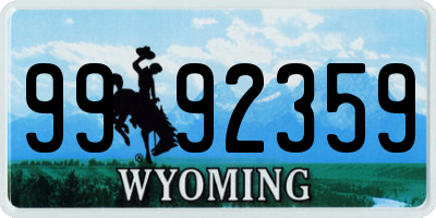 WY license plate 9992359