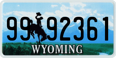 WY license plate 9992361