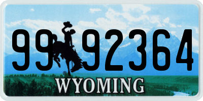 WY license plate 9992364