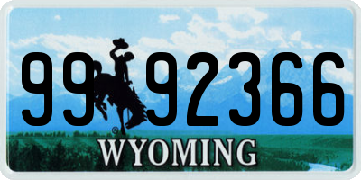 WY license plate 9992366