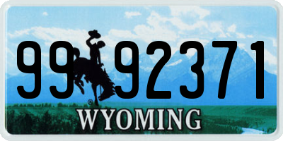WY license plate 9992371