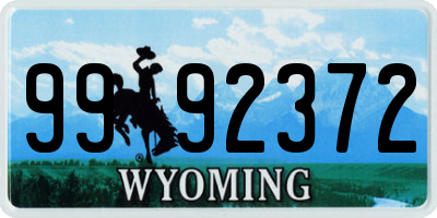 WY license plate 9992372