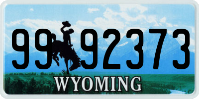 WY license plate 9992373