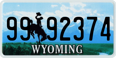WY license plate 9992374