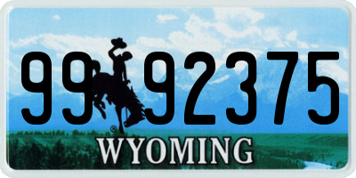 WY license plate 9992375