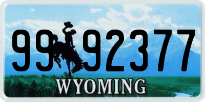 WY license plate 9992377