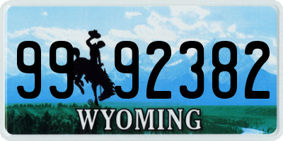 WY license plate 9992382