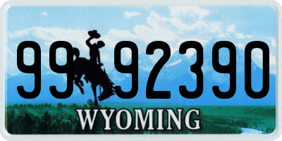 WY license plate 9992390