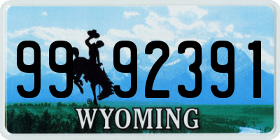 WY license plate 9992391