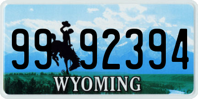 WY license plate 9992394