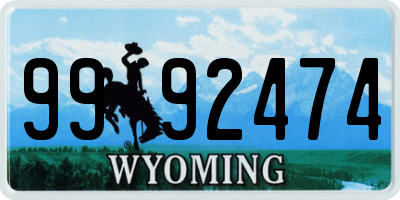 WY license plate 9992474