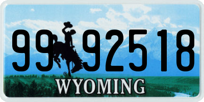 WY license plate 9992518