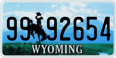 WY license plate 9992654