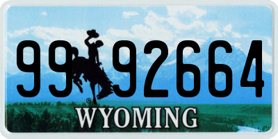 WY license plate 9992664