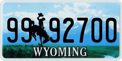 WY license plate 9992700