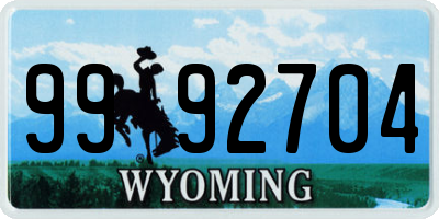 WY license plate 9992704