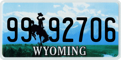 WY license plate 9992706