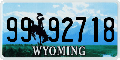 WY license plate 9992718