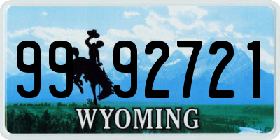 WY license plate 9992721