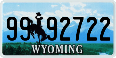 WY license plate 9992722