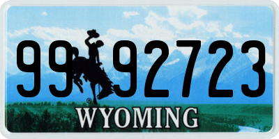 WY license plate 9992723