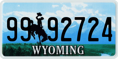 WY license plate 9992724