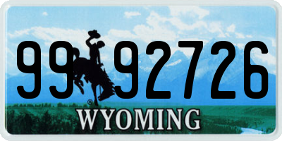 WY license plate 9992726