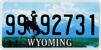 WY license plate 9992731