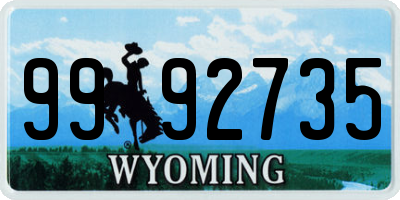 WY license plate 9992735