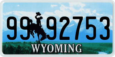 WY license plate 9992753