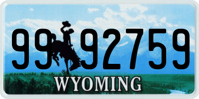 WY license plate 9992759