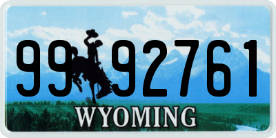 WY license plate 9992761