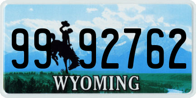 WY license plate 9992762