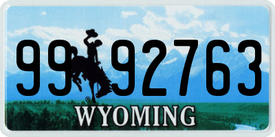 WY license plate 9992763