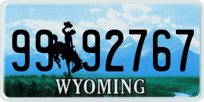 WY license plate 9992767