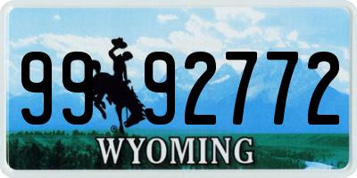 WY license plate 9992772