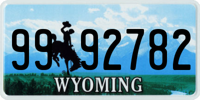 WY license plate 9992782