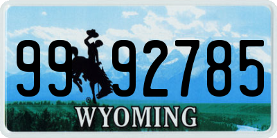 WY license plate 9992785