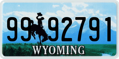 WY license plate 9992791