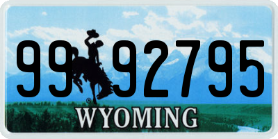 WY license plate 9992795
