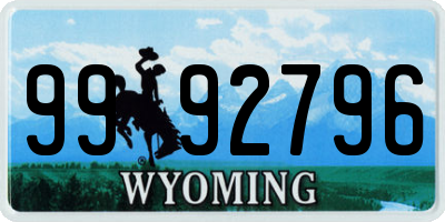 WY license plate 9992796