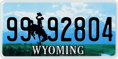 WY license plate 9992804