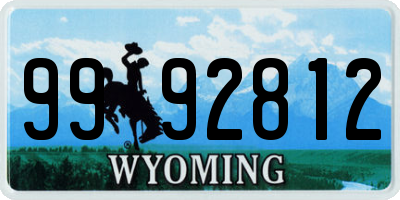 WY license plate 9992812