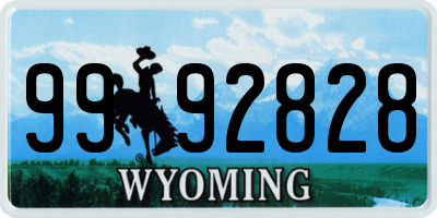 WY license plate 9992828