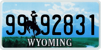 WY license plate 9992831