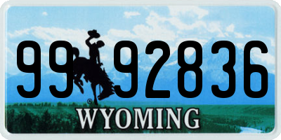 WY license plate 9992836