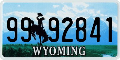 WY license plate 9992841