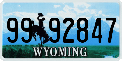 WY license plate 9992847
