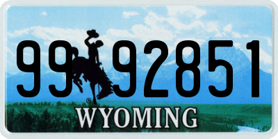 WY license plate 9992851